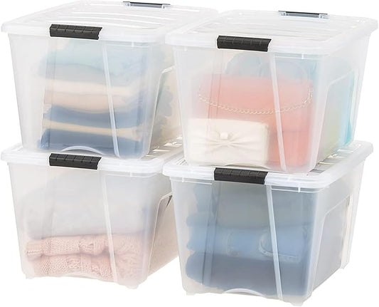IRIS USA 8 Pack 54 Qt Storage Bins Plastic Gasket Box with Tight Latching Lids