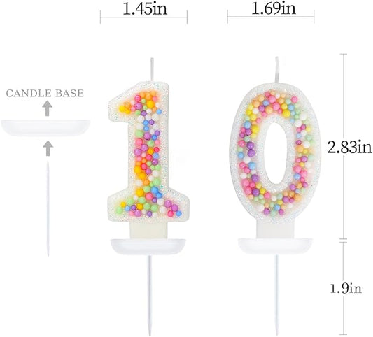 10th Birthday Candle for Cake, Colorful Macaron Numeral Candles for Boys/Girls, Theme Birthday Party Cake Decorations, Cake Topper for Birthday Party Supplies (Number 10)