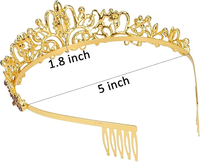COCIDE Red Tiara Crowns Aurora Borealis Crystal Headband Princess Ruby Rhinestone Crown with Combs Bride Headbands Bridal Wedding Prom Birthday Party Hair Accessories Jewelry for Women Girls