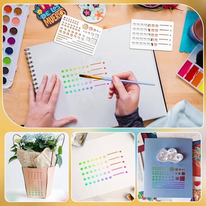 BENECREAT 3Pcs Grid Journal Stencil, Handmade Flexible Record Template, Planner Stencil for Bullet Journaling, Reusable Calendar Planners, Durable Writing & Drawing Tools