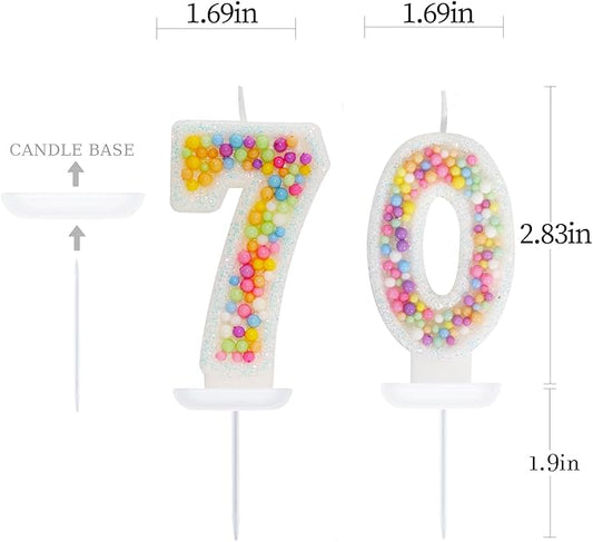 70th Birthday Candle for Cake, Colorful Macaron Numeral Candles for Women/Girl, Theme Birthday Party Cake Decorations, Cake Topper for Birthday Party Supplies (Number 70)