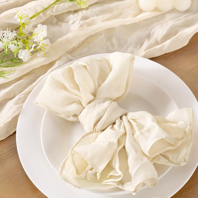 Socomi Beige Cheesecloth Napkins Fall Thanksgiving Cheese Cloths Gauze Set of 100 Boho Washable Dinner Table Napkins for Wedding Party Baby Shower Birthday Party Decor