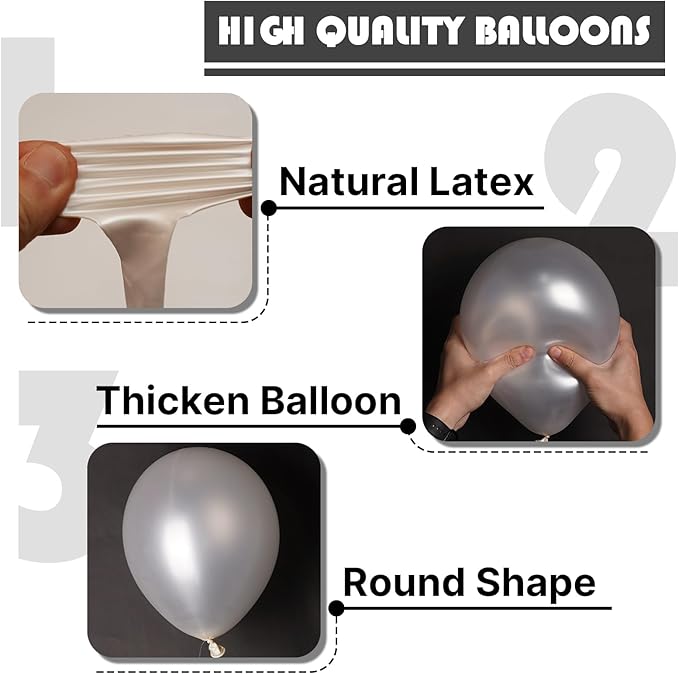 PartyWoo Pearl White Balloons 101pcs 12 Inch Metallic White Latex Balloon for Anniversary Retirement Wedding Graduation Baby Shower Birthday Gender Reveal Engagement Tea Party Decorations White-Z30