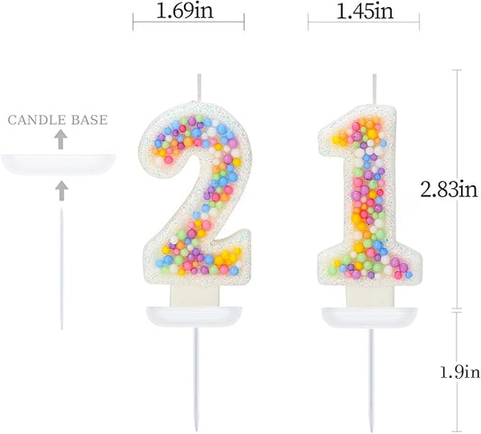 21nd Birthday Candle for Cake, Colorful Macaron Numeral Candles for Boys/Girls, Theme Birthday Party Cake Decorations, Cake Topper for Birthday Party Supplies (Number 21)