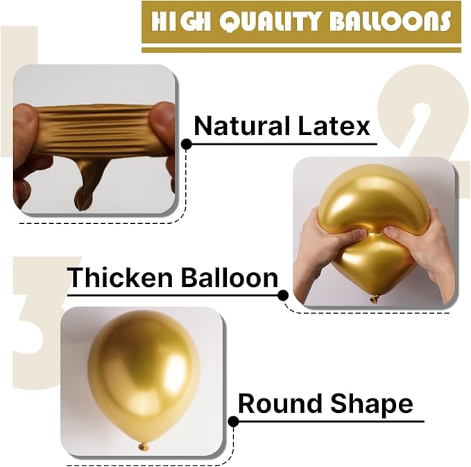 PartyWoo Gold Balloons 101pcs 12 Inch Gold Latex Helium Balloons for Birthday Wedding Anniversary Baby Shower Graduation Bachelorette Retirement Engagement Tea Casino Disco Party Decorations Gold-G101