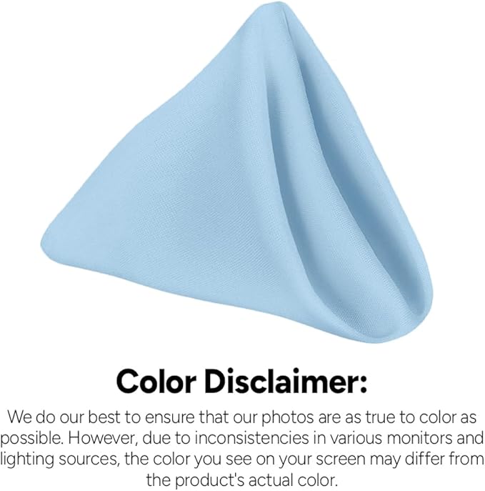 Cloth Napkins Pack of 24 - Light Blue Napkins 17x17 Inches Linen Napkins - 100% Polyester Dinner Napkins Durable and Absorbent with Hemmed Edges Ideal for Parties and Wedding