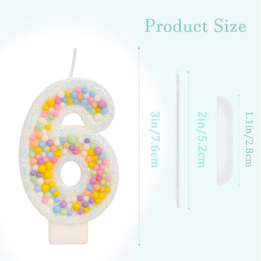 Number 6 Birthday Candle - Colorful Macaron Candles, 6 Candle Birthday Girl Women, Sweet Theme Birthday Party Supplies, Anniversary Party Cake Decorations