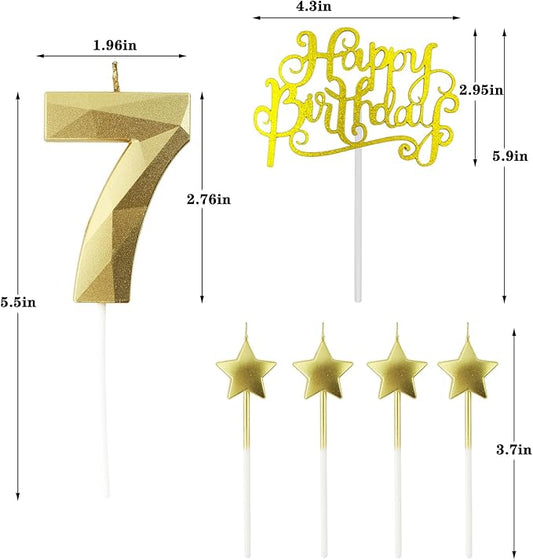 Golden Number 75 Birthday Candles and Star Birthday Candles 2.76 inch Birthday Cake Candles 3D Diamond Shaped Candles are Suitable for Birthday Parties and Anniversary Cake Decorations Candles