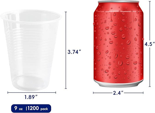 JOLLY CHEF ππππ ππππ€ 9 oz Clear Plastic Cups,9 Ounce Small Disposable Cups, Cold Party Drinking Tumblers for Tasting, Drinking and Party