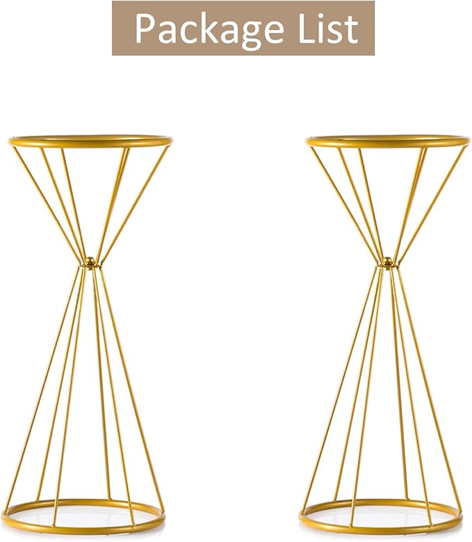 Sziqiqi Gold Centerpieces for Table Wedding Geometric Metal Flower Stands for Centerpiece Tables Metalllic Tall Risers for Tabletop Arrangement Reception 20in Centros de Mesa para Bodas