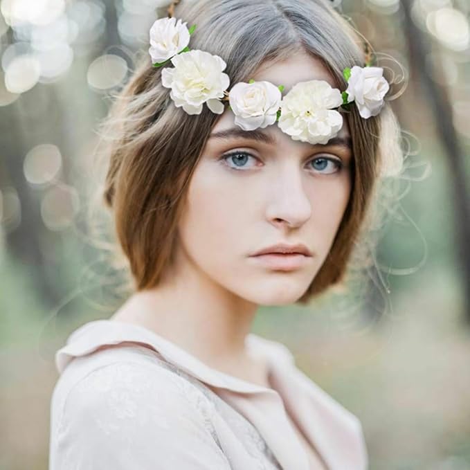 Women Headpieces Collection Accessories - 4PCS Boho Hair Wreaths, Flower Crowns, Tiaras for, Brides, Bridesmaids, Flower Girls, Weddings (A003-4PC)