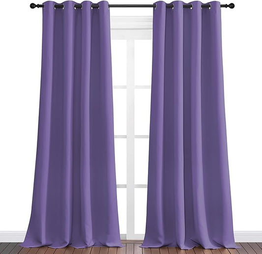 NICETOWN Lilac Purple Blackout Curtains 108" Long, 55" Wide, 2 Pieces for Office, Dining, Guest Room - Sound Reducing, Heat and Cold Block Panels for Modern Decorative