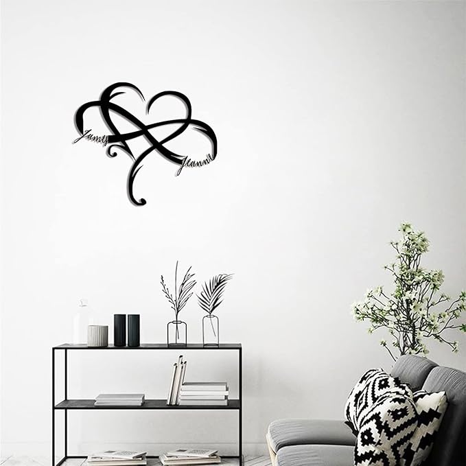 Metal Decorative Signage, Personalized Infinite Heart, 12/18/24 inches, Ideal for Home Decoration and Special Occasion Gift-Giving