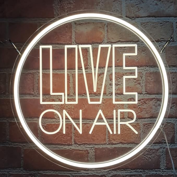 Personalized Live On Air Neon Sign, Custom Color Neon Live On Air 3D Art Led Sign, Dimmable Wall Décor Round Live On Air Streaming LED Night Light for Streamer, Game Room, Studio Decoration(Custom)