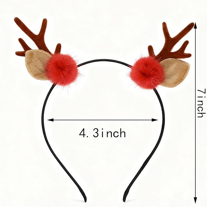 YUYIYANG 1 PC Reindeer Antler Headband Cute Plush Christmas Hairband Reindeer Ear Party Hair Accessory
