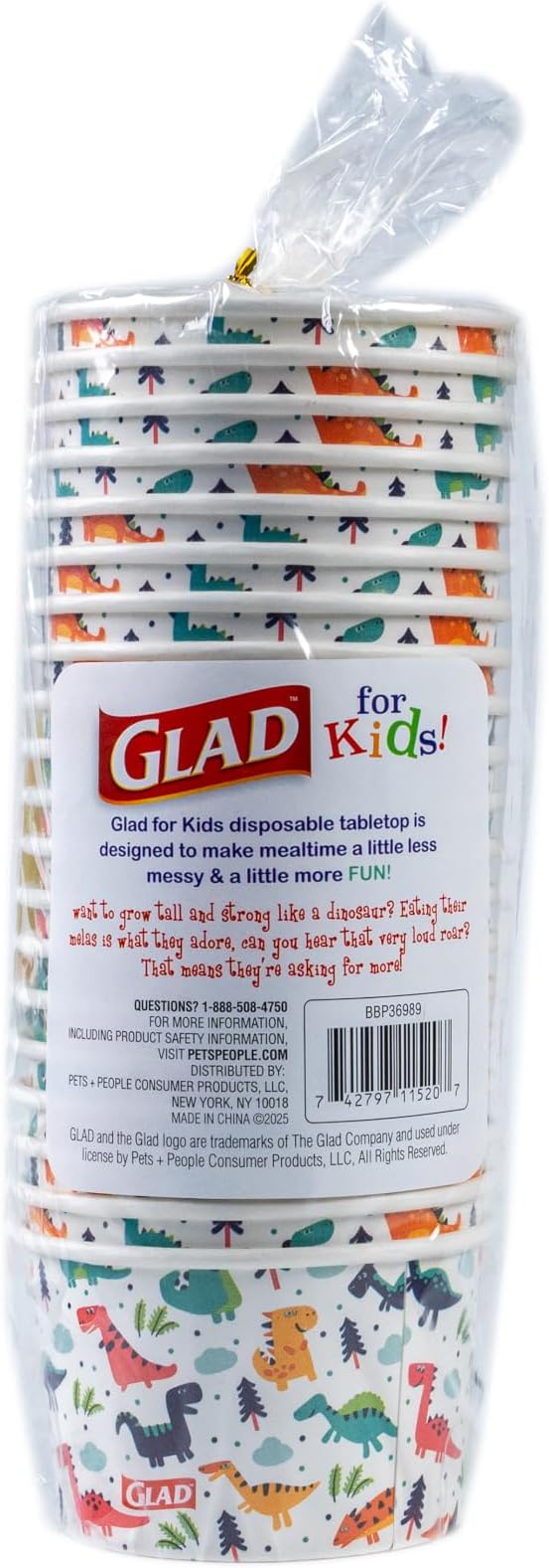 Glad for Kids Dinosaur Paper MINI Snack Bowls, Lids Not Included - Disposable Paper Cups with Dino Design for Kids, Heavy Duty Small Size, 6 Ounces, 20 Count - 10 Pack