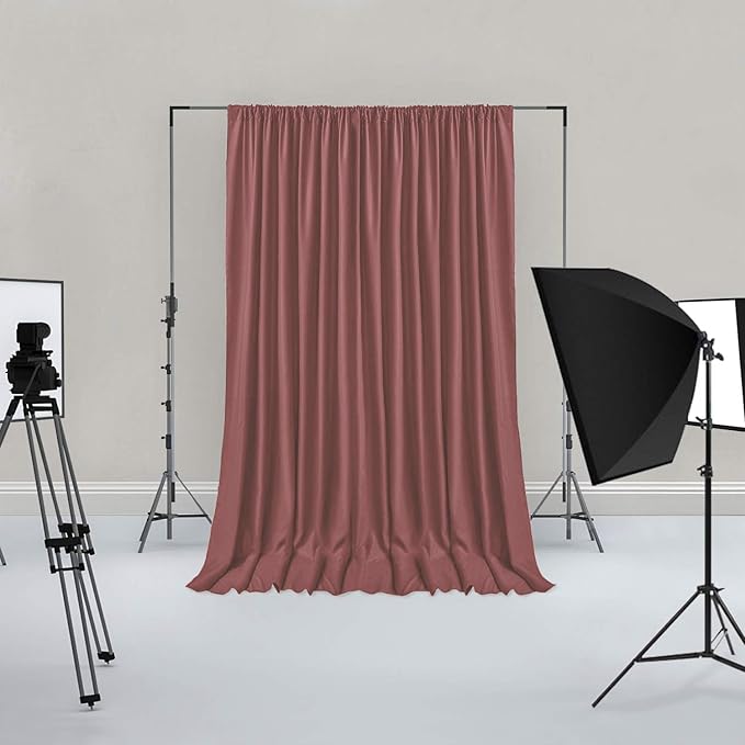 Hiasan Dusty Rose Backdrop Curtains for Parties, Polyester Photography Backdrop Drapes for Family Gatherings, Wedding Decorations, 5ftx7ft, Set of 2 Panels
