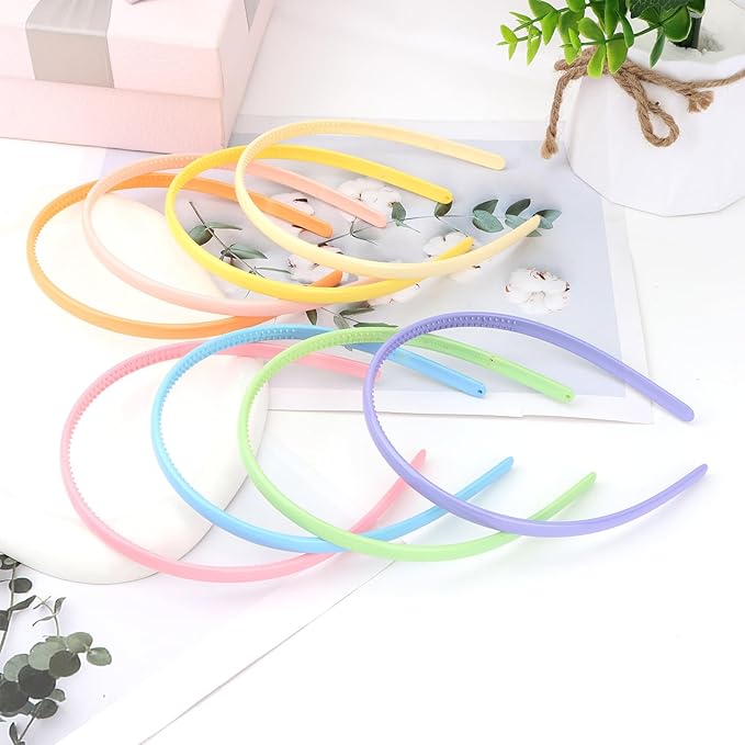 Wecoe 8pcs Headbands for Girls Women 0.4inch Thin Plastic Head Bands for Kids Hair Bands Colorful Hair Accessories for Women Girls