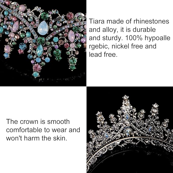 COCIDE Bronze Tiara and Crown for Women - Baroque Crystal Queen Crown - Rhinestone Princess Hair Accessories for Bride, Wedding, Birthday Party