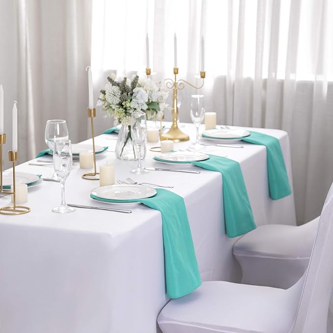25pcs Polyester Cloth Napkins - 17 x 17 inch Turquoise Washable Dinner Napkins with Hemmed Edges for Restaurant/Wedding/Hotel(25,Turquoise)