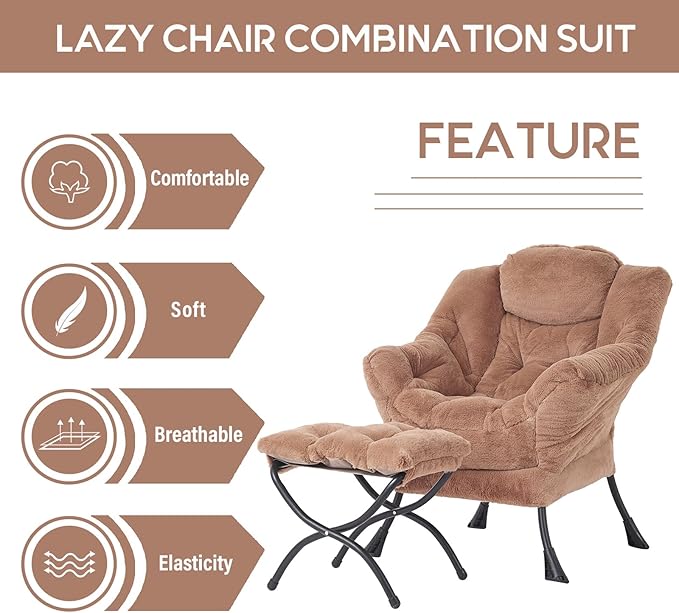 LITA Plush Brown Modern Accent Leisure Upholstered Sofa Chair, Lounge Reading Chair with Armrests and a Side Pocket for Living Room, Bedroom & Small Space, 28.5 x 25.5 x 37.4 inches