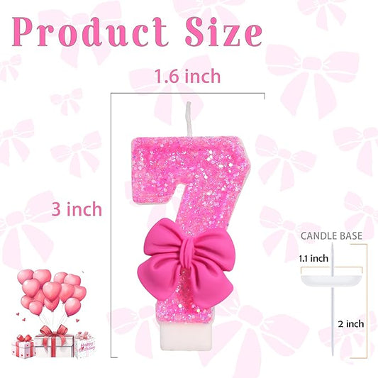 Number 7 Birthday Candle, Rose, 3.1 Inch, Unscented