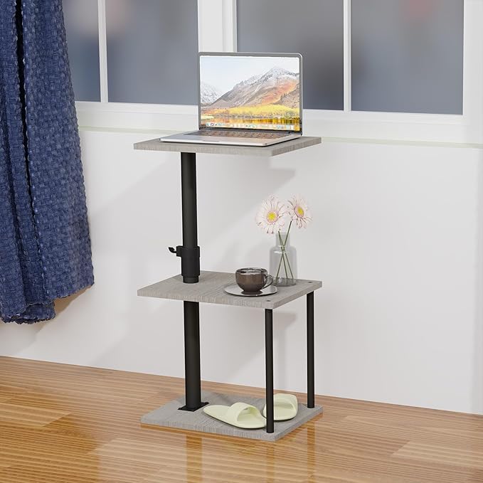 Swivel Side Table for Couch Arm, Adjustable C End Table for Recliner or Bed, Tv Trays with Storage Shelf for Small Spaces Small Nightstand Table for Living Room, Bedroom,2pc