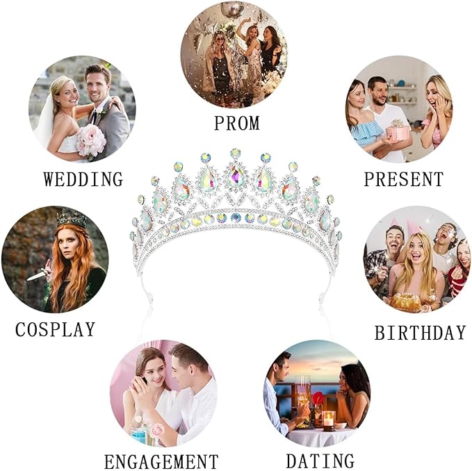 3 Pack Crystal Tiara and Princess Crown,Bridal Wedding Queen Headbands Prom Pageant Birthday Party Hair Accessories