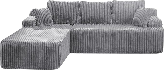 Hobestluk Modular Sectional Sofa Couches L-Shape Couch 3 Seat Modular Sofa Memory Foam Sectional Couches for Living Room, Cloud Couch with Oversized Chaise (108" Left Facing Chaise)