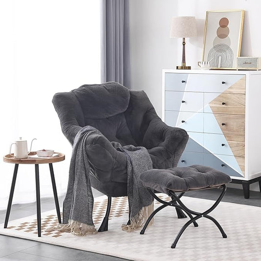 LITA Modern Accent Leisure Upholstered Sofa Chair, Lounge Reading Chair with Armrests and a Side Pocket for Living Room, Bedroom & Small Space, Plush Navy