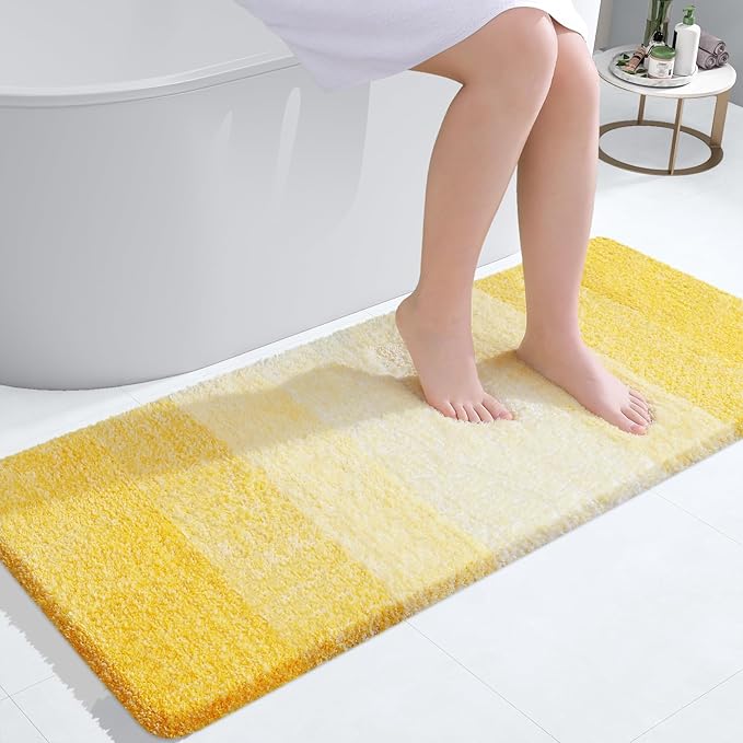 OLANLY Bathroom Rugs Mat 44x32, Extra Soft Absorbent Microfiber Bath Rugs, Rubber Backing, Quick Dry, Machine Washable Bath Mats for Bathroom Floor, Tub and Shower, Home Decor Accessories, Yellow
