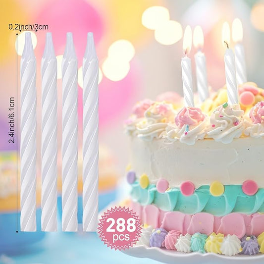 MTLEE Spiral Birthday Candles Colorful Cake Paraffin Candles for Celebrating Birthday Cake Decorations for Holiday Party(1 Color,288 Pcs)