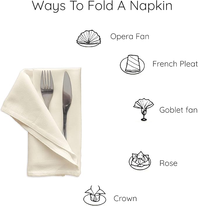 Encasa XO Natural Cloth Napkins Set of 6, 17"x17" | Solid Color Cotton Dinner Napkins | Washable & Reusable Napkins for Dining Table Fall Decoration, Holiday & Christmas Festivals