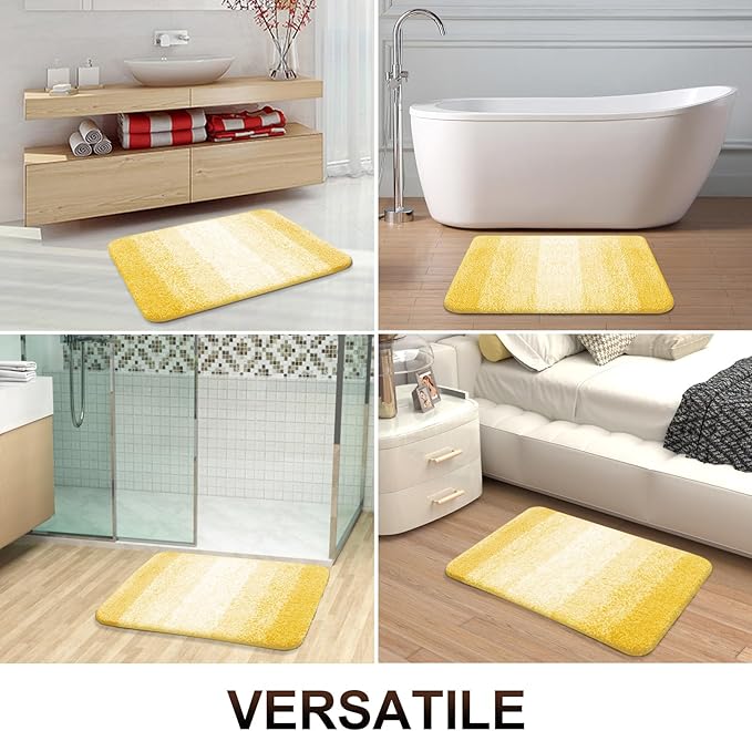 OLANLY Bathroom Runner Rugs 47x17, Extra Soft Absorbent Microfiber Bath Rugs, Rubber Backing, Quick Dry, Machine Washable Bath Mats for Bathroom Floor, Tub and Shower, Home Decor Accessories, Yellow