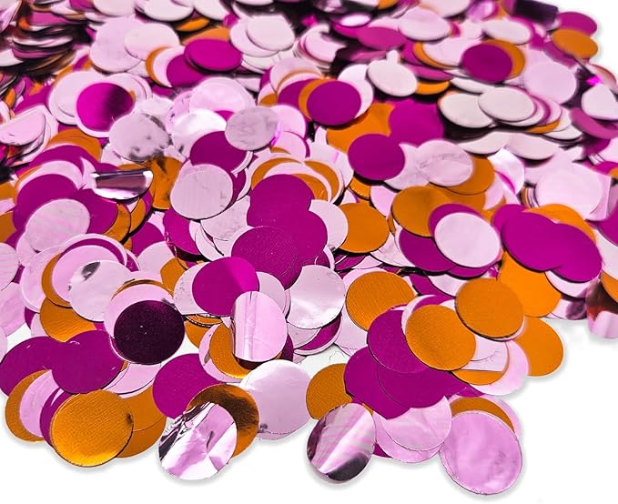 ZOOYOO Pink Orange Gold Foil Confetti, Star Foil Glitter Table Confetti, Sparkling for Birthday Wedding Graduation Party Decorations (1.76 OZ, 1.5 cm)