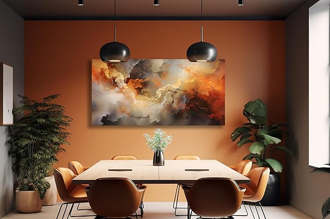 VHMING Abstract Wall Art Home Decor Orange Artwork Wall Art Prints Canvas Painting Wall Decor for Living Room Bedroom Office Decoration 20"x40"