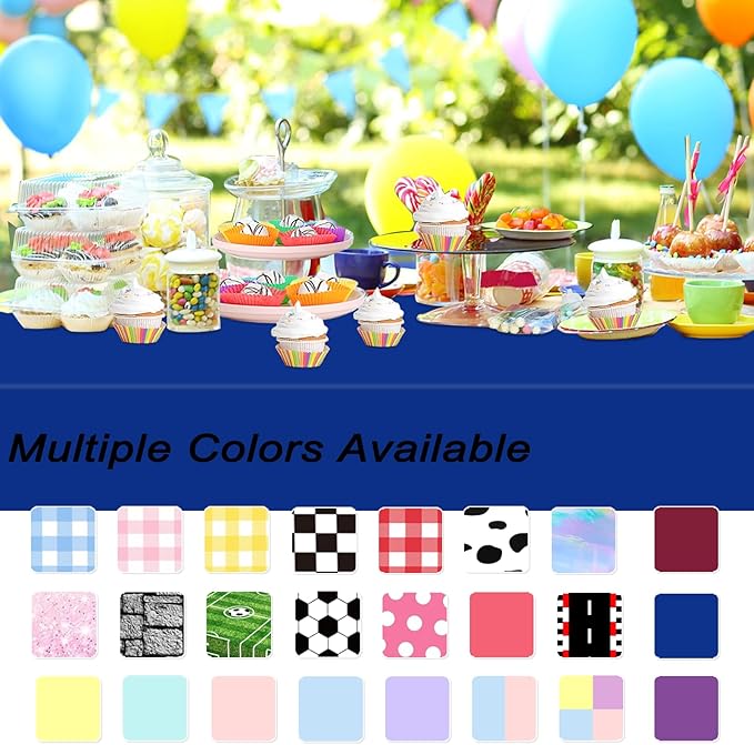 WNINK 2 Pack Royal Blue Tablecloths Disposable Table Covers 54" x 108" Table Cloths for BBQ Birthday Picnic Bridal Shower Wedding Plastic Table Cloths for Parties Fits 6 to 8 Foot Rectangle Tables