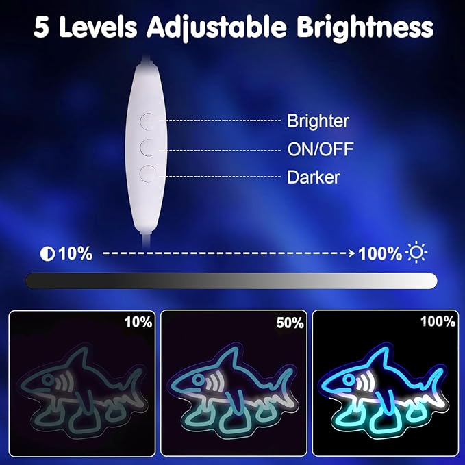 Italian Neon and Brain Root Sign Tralalalaleroo Neon Light Dimmable Funny Neon Light Person Shark Wall Sign for Bedroom Club Cafe Bar Collectors Aesthetic Decor Funny Gifts(11.81 * 8.66in)