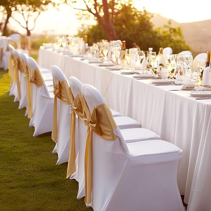 VEVOR White Stretch Spandex Chair Covers - 12 PCS, Folding Kitchen Chairs Cover, Universal Washable Slipcovers Protector, Removable Chair Seat Covers, for Wedding Party Dining Room Banquet Event