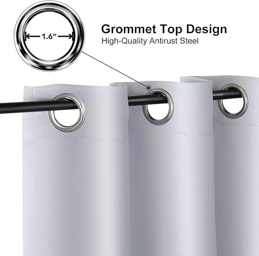ChrisDowa Blackout Curtains 78 inches Long for Bedroom - Grommet Thermal Insulated Room Darkening Curtains for Living Room (1 Panel, Greyish White, 42 x 78 Inch)