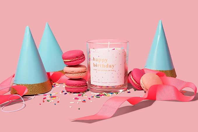 Happy Birthday Candle for Women - 8oz Soy Candle, Vanilla Cake, Coconut, Buttercream Scent - Festive Sprinkles, Premium Design, Eco-Friendly, 40+ Hours Burn Time