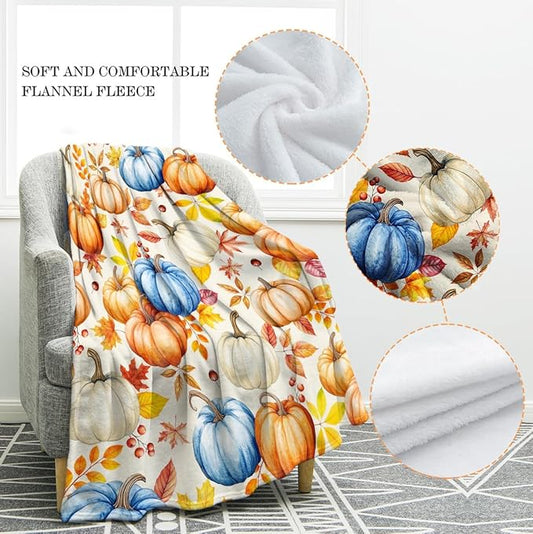 Jekeno Pumpkin Halloween Blanket Gifts for Women Kids Girls Boys Mom Wife Men Thanksgiving Autumn Harvest Home Bedroom Living Room Bed Sofa Decor Plush Throw 60"x80"