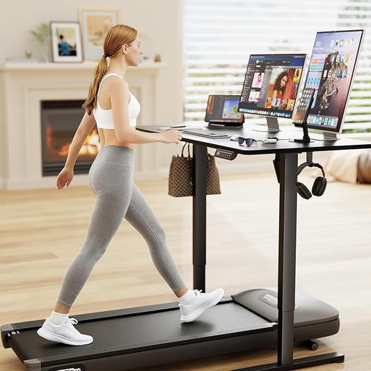 Furmax Electric Standing Desk, 45 x 24 Inches Sit Stand up Desk, Sit Stand Height Adjustable Home Office Desk with 4 Height Position Memory - with Splice Board (Black, 45)