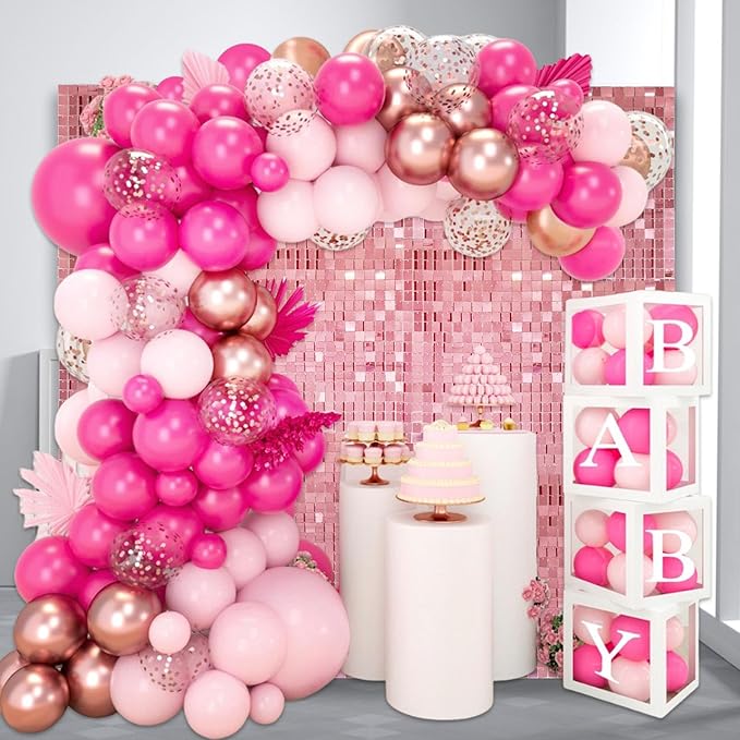 48 PCS Rose Gold Shimmer Wall Backdrop, Square Sequin Photo Backdrops Panel, Glitter Wall Background for Birthdays, Weddings, Christmas, Engagements, Disco Bachelorette Party Decoration (6FTx8FT)