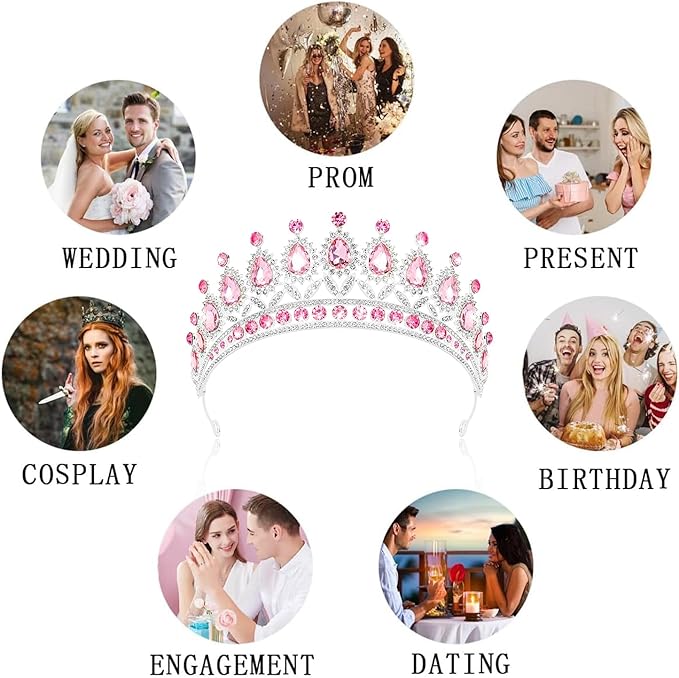 3 Pack Crystal Tiara and Princess Crown,Bridal Wedding Queen Headbands Prom Pageant Birthday Party Hair Accessories