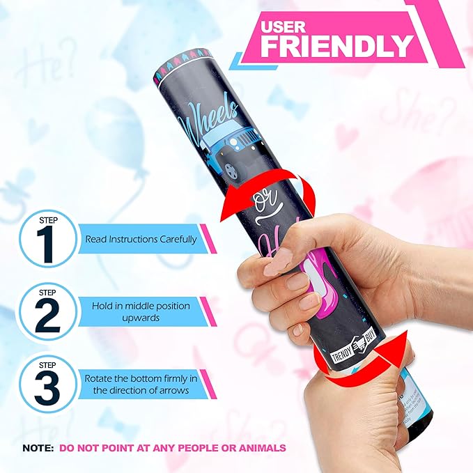 5pc Boy Gender Reveal Confetti Cannon Blue – Biodegradable Blue Confetti Poppers Gender Reveal Party Confetti Cannon & Baby Celebration Poppers