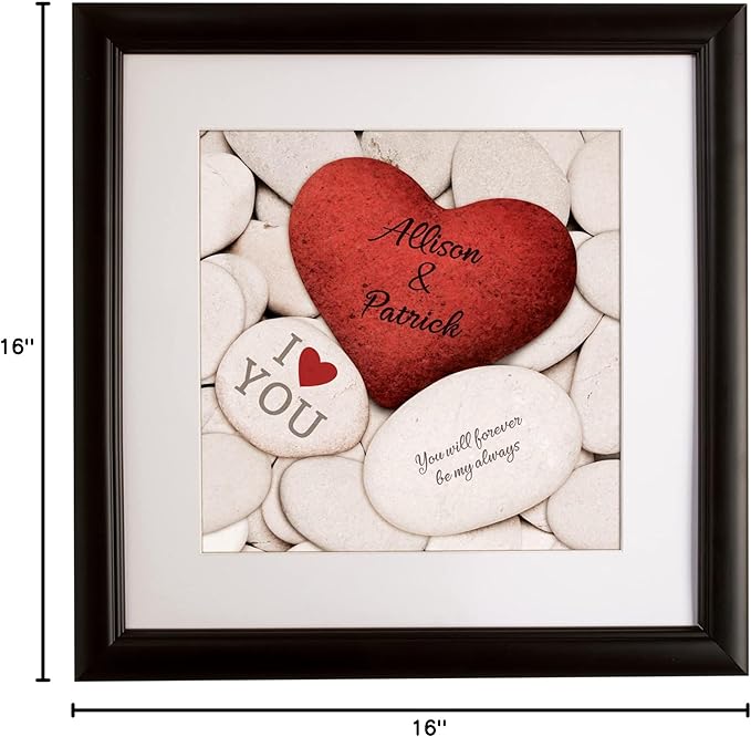 Let's Make Memories Personalized Printed Wall Art For Couples - Engagement, Wedding, Newlyweds, Anniversary - Home Decor - Love Rocks - Framed Print - 16x16
