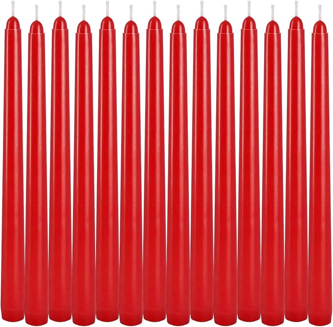 14 Pack Tall Taper candles-10 inch Red Unscented Candles with 8-Hour Burn Time for Christmas, Weddings, New Year Celebrations, Festive Gatherings