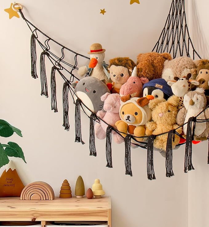 Stuffed Animal Storage Hammock Net - Toy Hammock Net for Stuffed Animals Corner - Hanging Stuff Animal Organizer Holder Large Organization Boys Room Decor