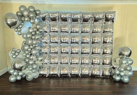 20PCS Gold Square Balloons, Metallic Balloon Wall Tunnel Double Sided Gold & Silver Foil Balloons Kit for Christmas New Year Graduation Birthday Party Backdrop Decorations